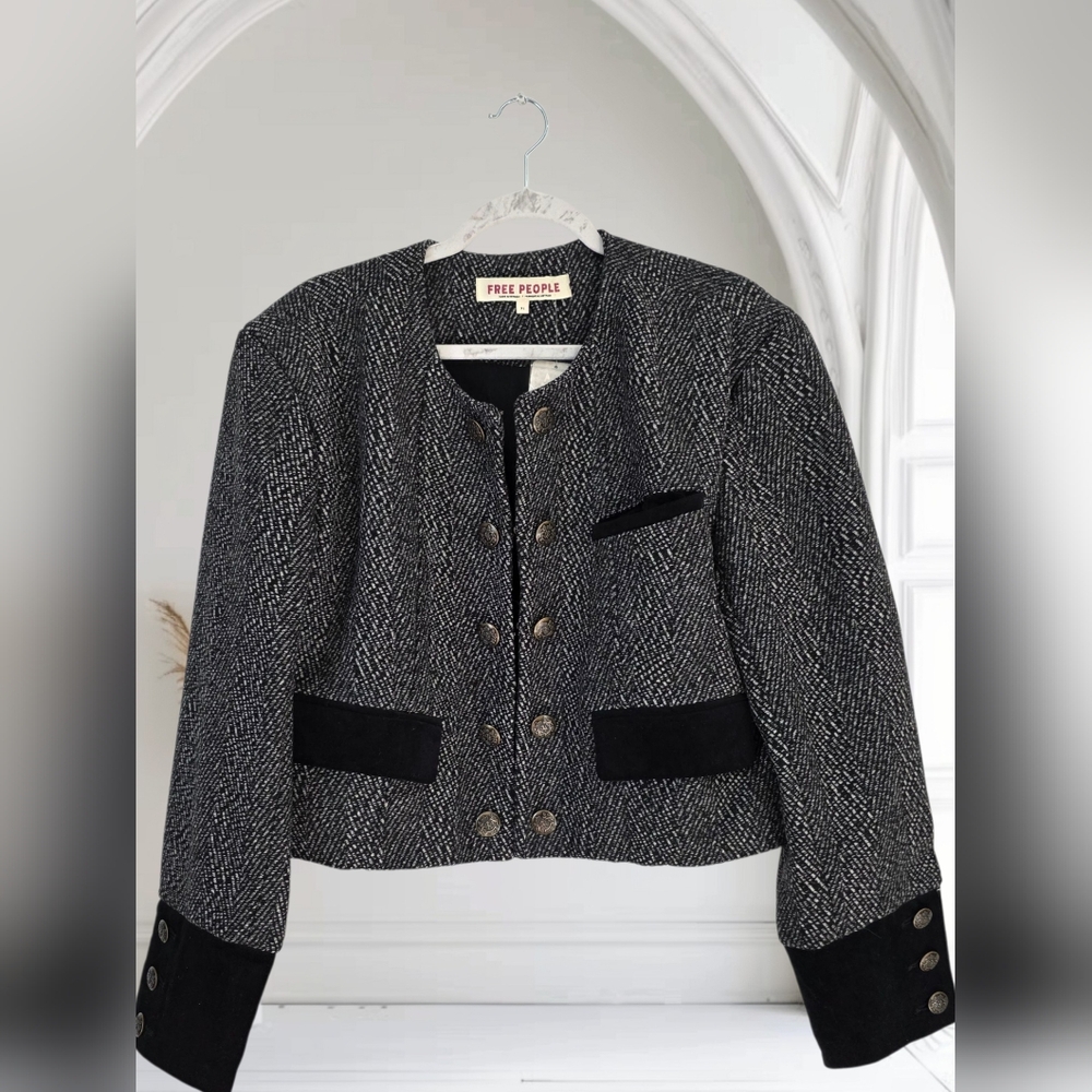 FREE PEOPLE Cropped Military Style Jacket Preppy Size XL